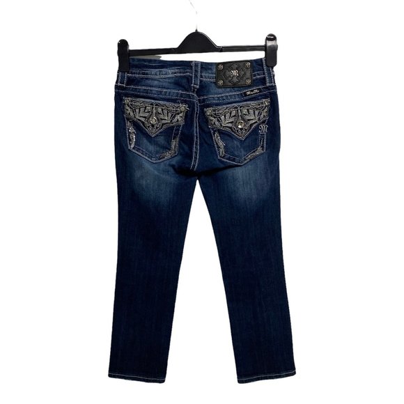 Miss me Signature cropped Junior Jeans pants embroidery pockets size 25 - Picture 12 of 12